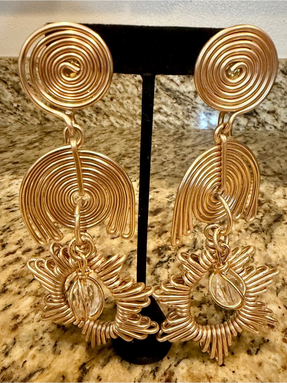 Gold Spiral Drop Statement Earrings - Women Jewelry Brand